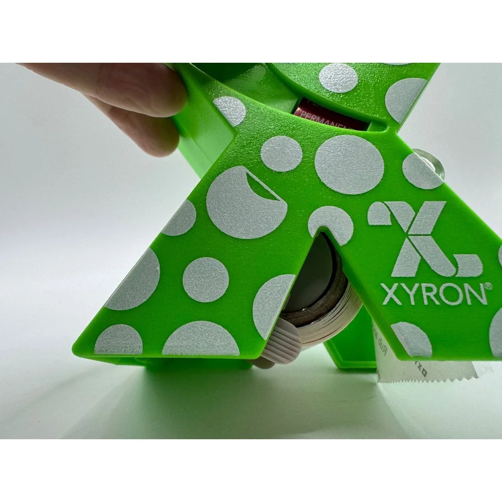 Xyron 150 X Sticker Maker Machine Lime Green Polka Dot Permanent Adhesive 1.5in